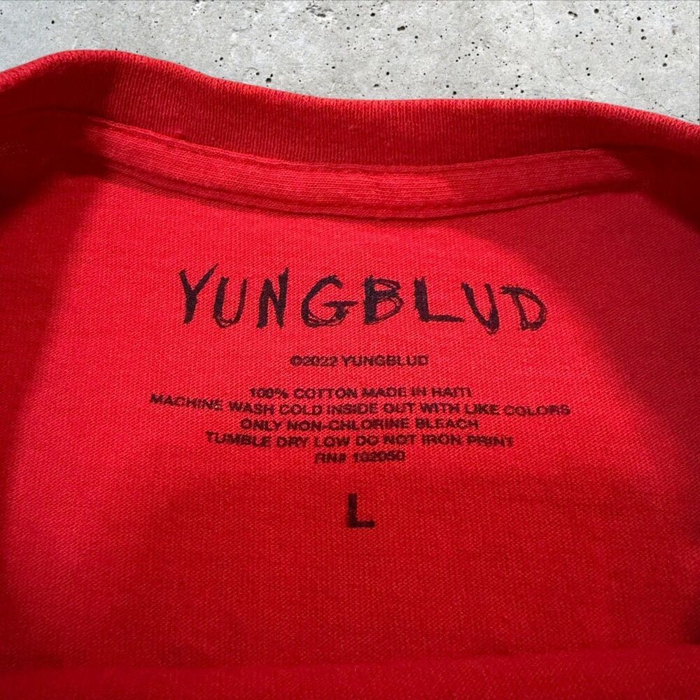 Yung Blood Red Punk Skull Mohawk Graphic T‑Shirt Life On Mars Tour 2022 L - Picture 7 of 8